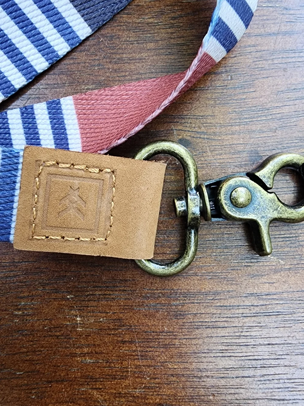 Thread Wallets Neck Lanyard Style Charlie Blue Stripe Canvas Leather Accent